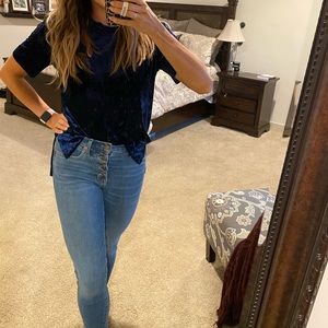 Navy blue velvet top